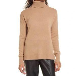 Nordstrom Cashmere Turtleneck Sweater Camel small